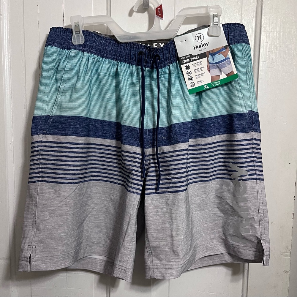 Hurley Men's Aqua and Gray Board Shorts